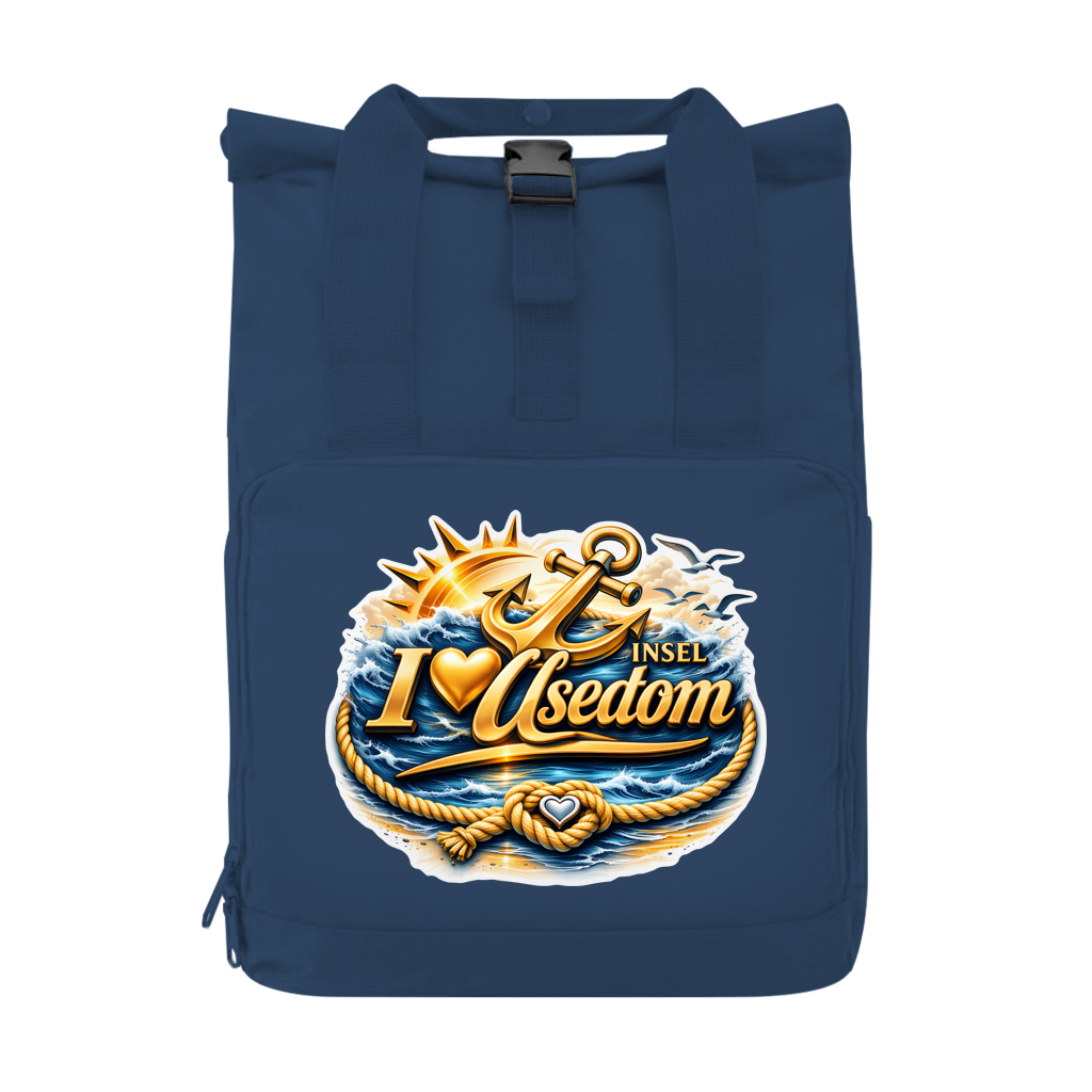 Rucksack mit Seitentasche  love Usedom #607 gold  Gr. S