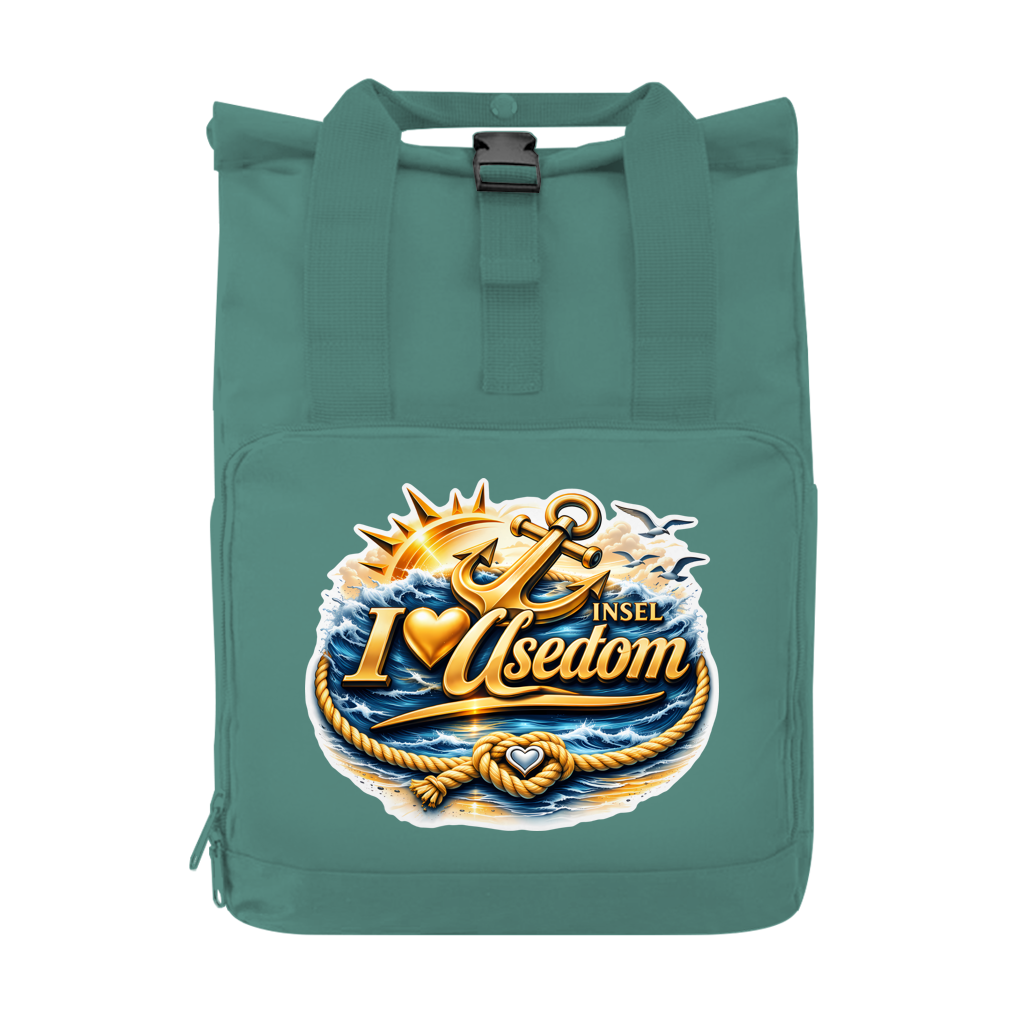 Rucksack mit Seitentasche  love Usedom #607 gold  Gr. S