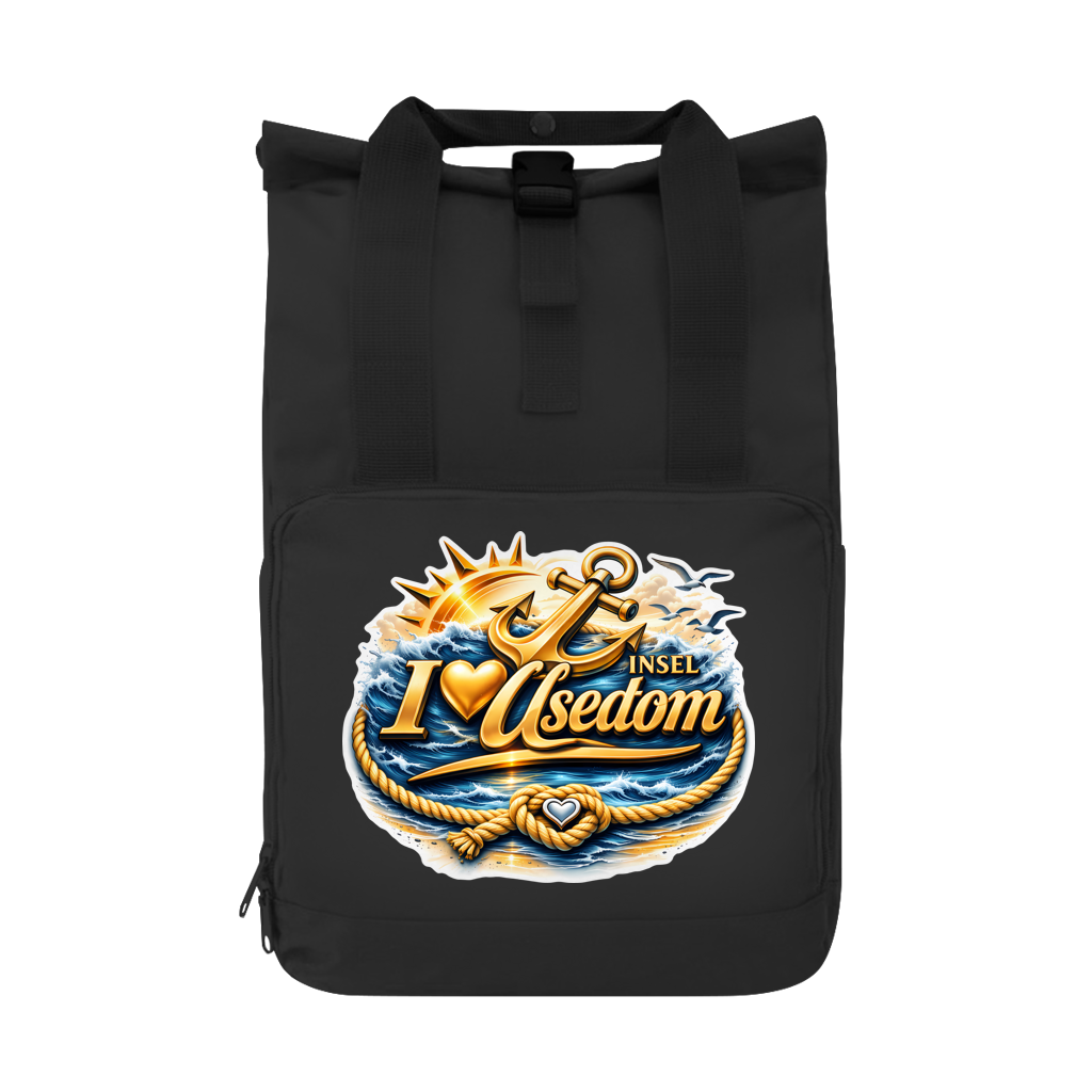 Rucksack mit Seitentasche  love Usedom #607 gold Gr. L