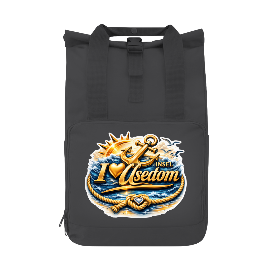 Rucksack mit Seitentasche  love Usedom #607 gold Gr. L