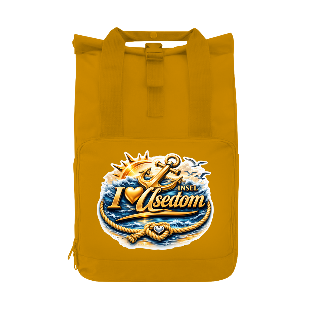 Rucksack mit Seitentasche  love Usedom #607 gold Gr. L