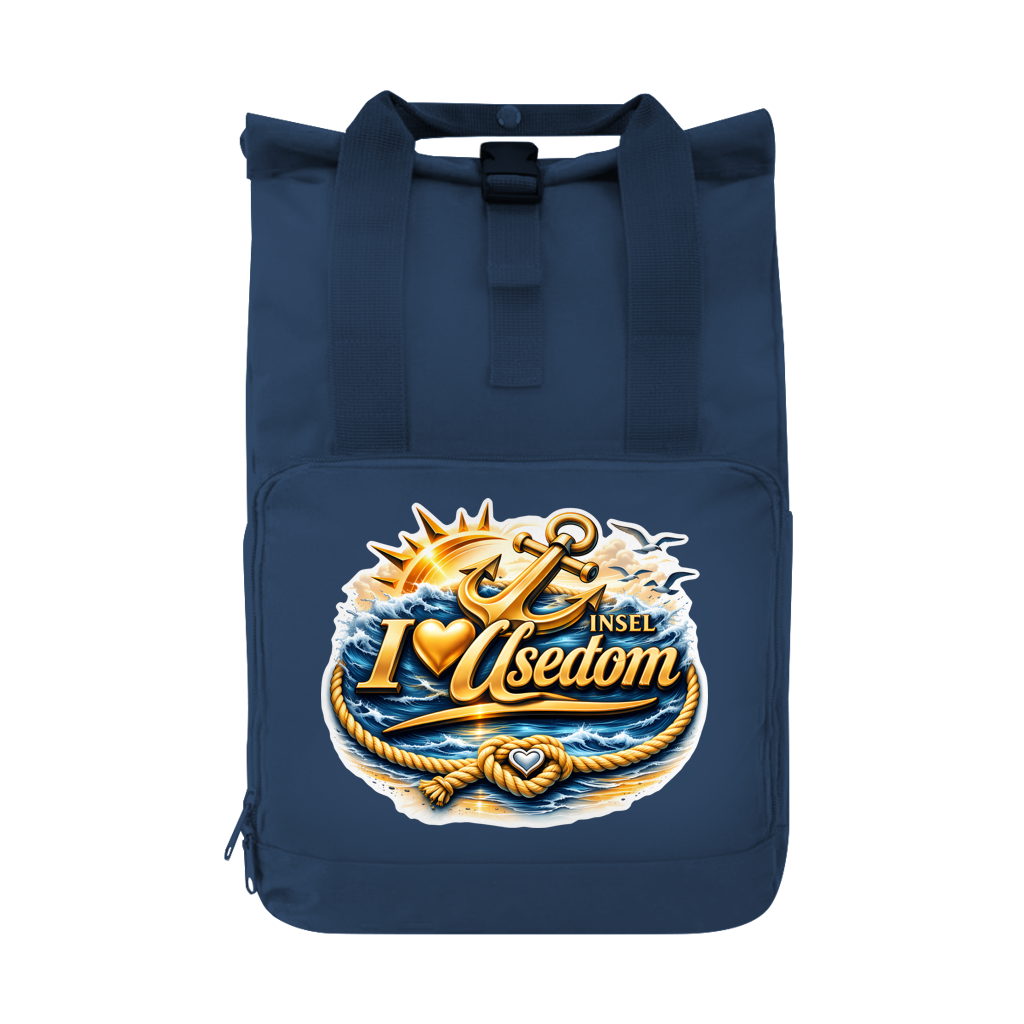 Rucksack mit Seitentasche  love Usedom #607 gold Gr. L