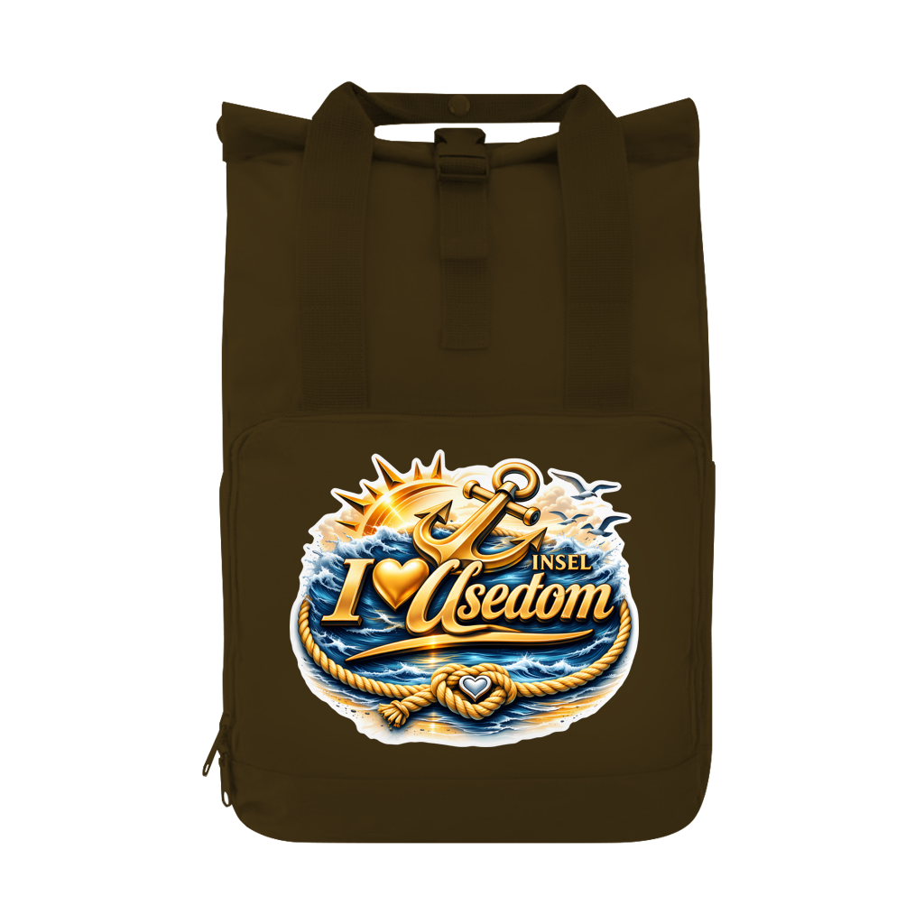 Rucksack mit Seitentasche  love Usedom #607 gold Gr. L