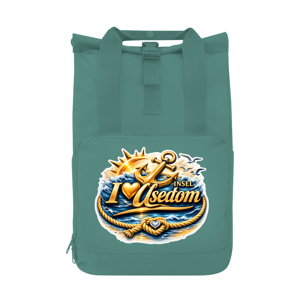Rucksack mit Seitentasche  love Usedom #607 gold Gr. L