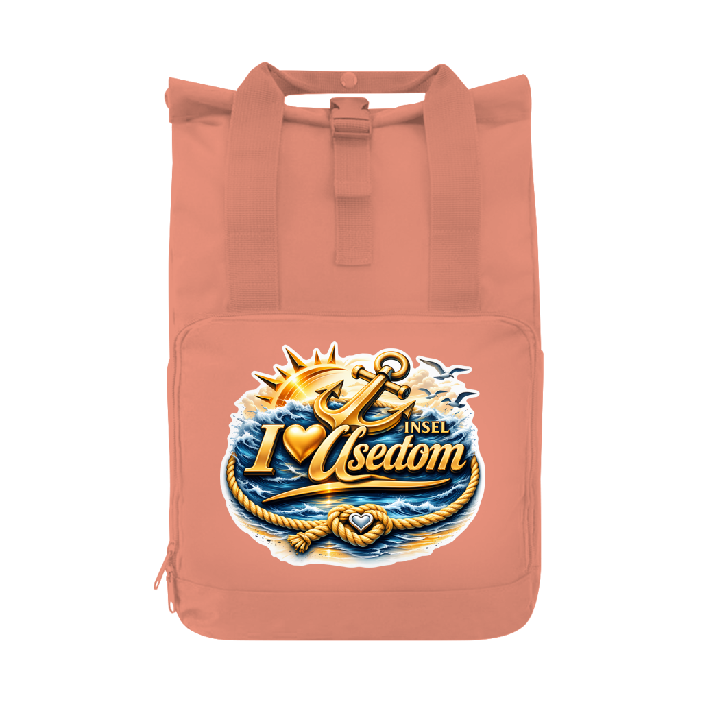 Rucksack mit Seitentasche  love Usedom #607 gold Gr. L