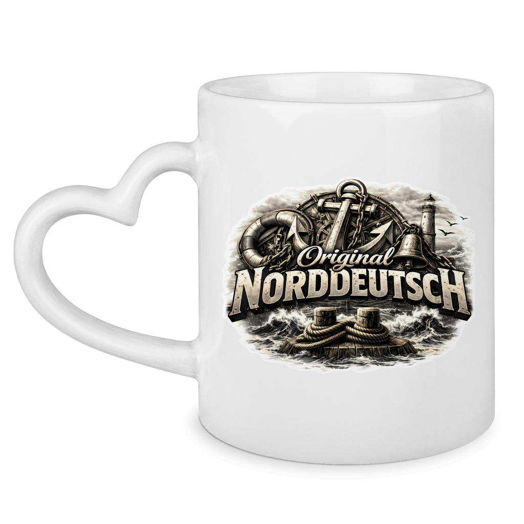 Keramik-Tasse mit Herzhenkel   Original NORDDEUTSCH #604