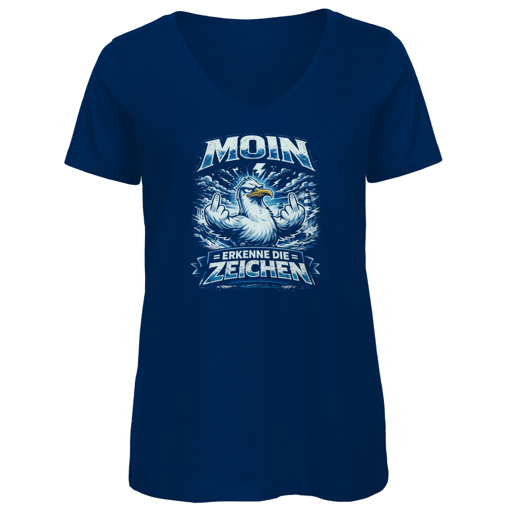 T-Shirt Damen V-Neck MOIN Erkenne die Zeichen #556