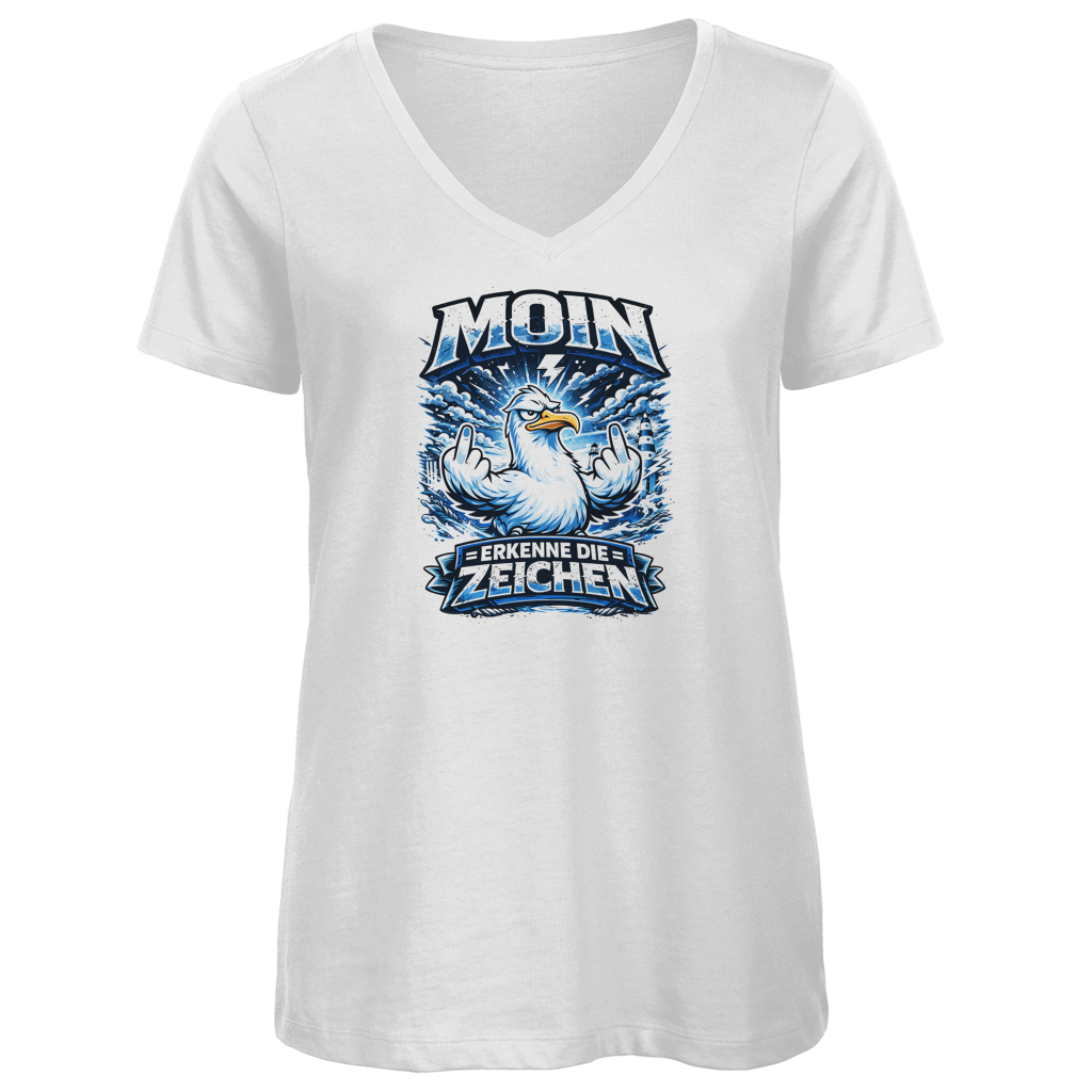 T-Shirt Damen V-Neck MOIN Erkenne die Zeichen #556