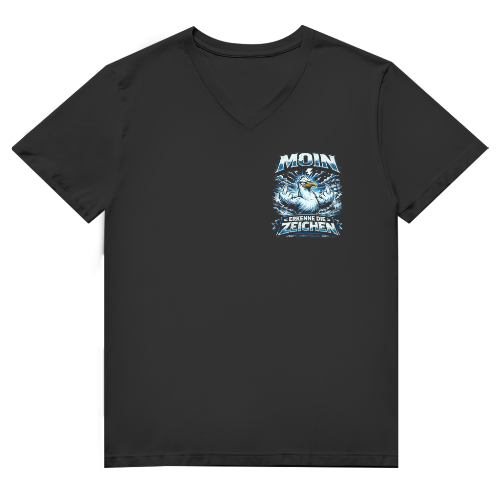 T-Shirt Herren V-Neck  MOIN Erkenne die Zeichen #556