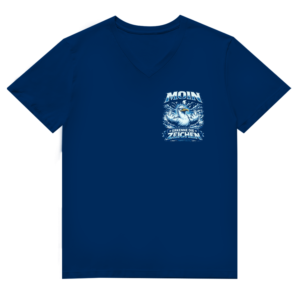 T-Shirt Herren V-Neck  MOIN Erkenne die Zeichen #556