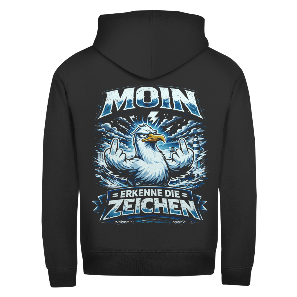 Hoodie-Jacke   MOIN Erkenne die Zeichen #556  - beidseitiger Druck