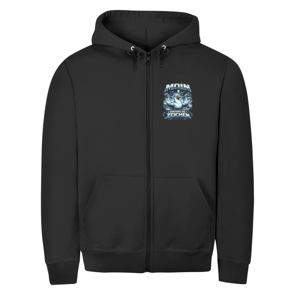 Hoodie-Jacke   MOIN Erkenne die Zeichen #556  - beidseitiger Druck