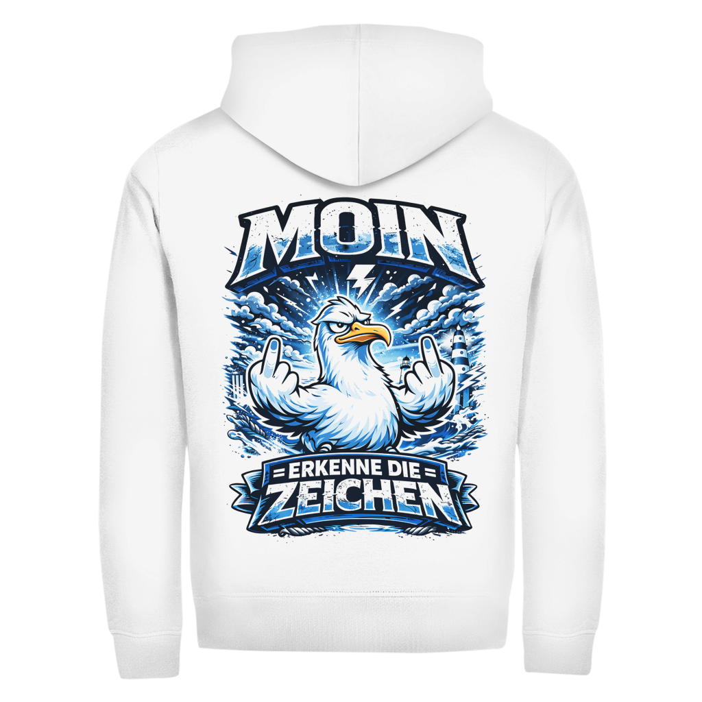 Hoodie-Jacke   MOIN Erkenne die Zeichen #556  - beidseitiger Druck