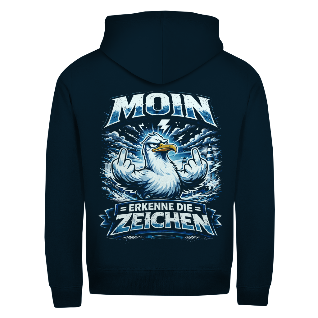 Hoodie-Jacke   MOIN Erkenne die Zeichen #556  - beidseitiger Druck