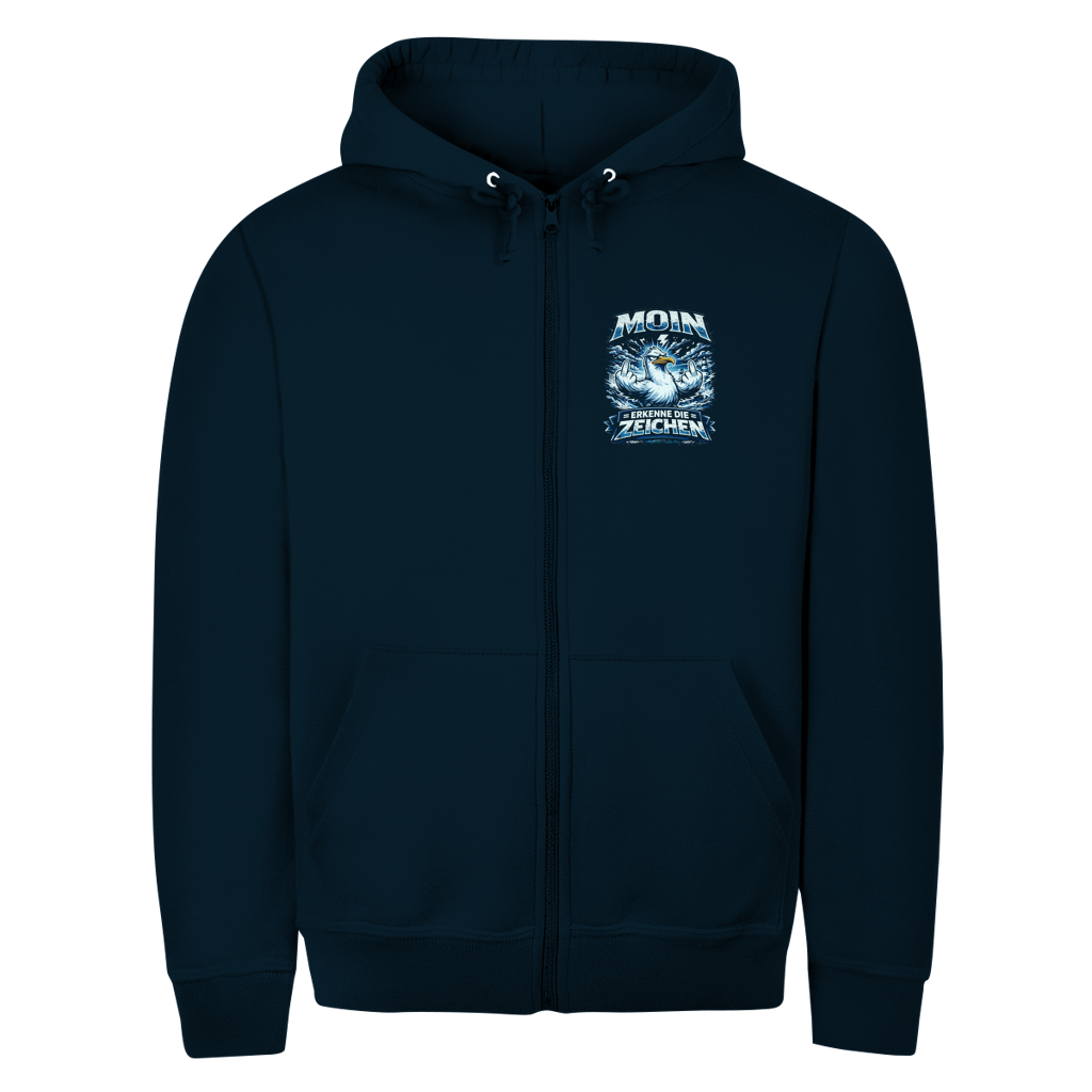 Hoodie-Jacke   MOIN Erkenne die Zeichen #556  - beidseitiger Druck