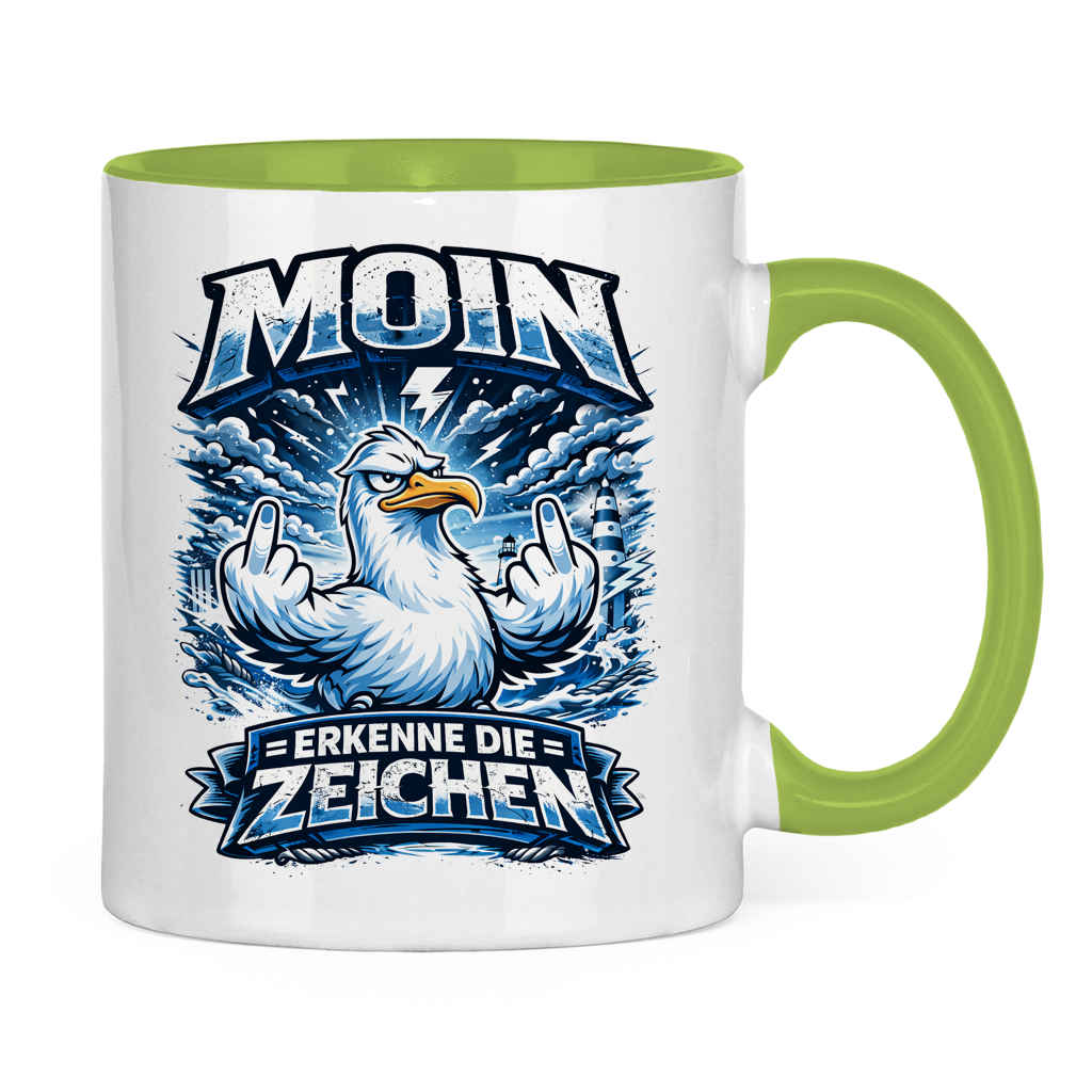 Keramik-Tasse zweifarbig MOIN Erkenne die Zeichen #556