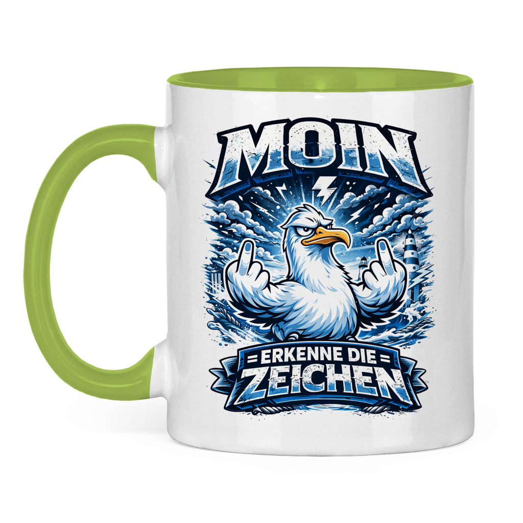 Keramik-Tasse zweifarbig MOIN Erkenne die Zeichen #556