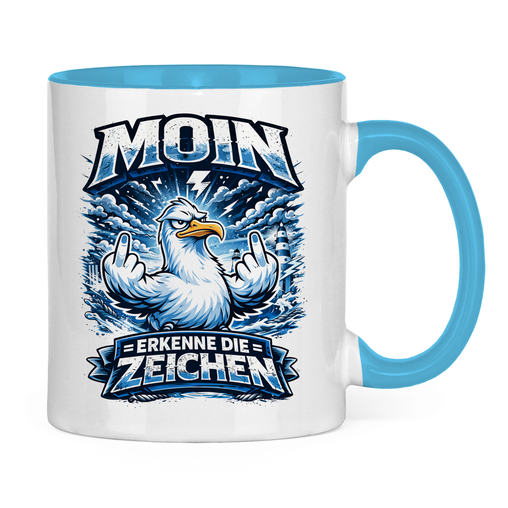 Keramik-Tasse zweifarbig MOIN Erkenne die Zeichen #556