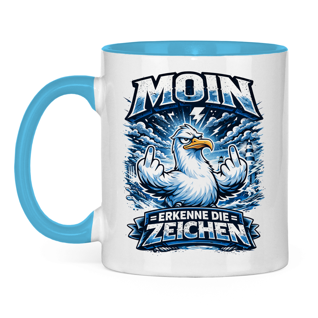 Keramik-Tasse zweifarbig MOIN Erkenne die Zeichen #556