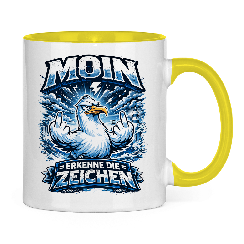 Keramik-Tasse zweifarbig MOIN Erkenne die Zeichen #556