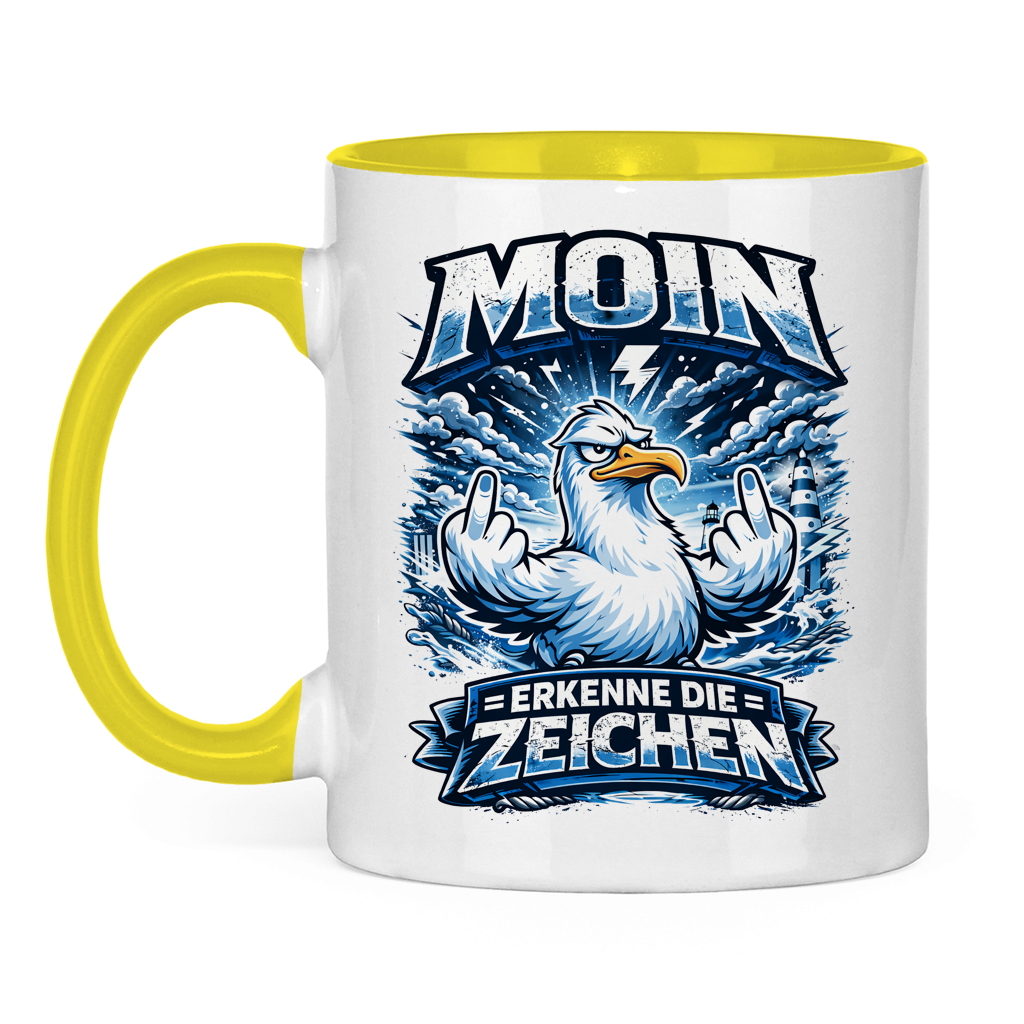 Keramik-Tasse zweifarbig MOIN Erkenne die Zeichen #556