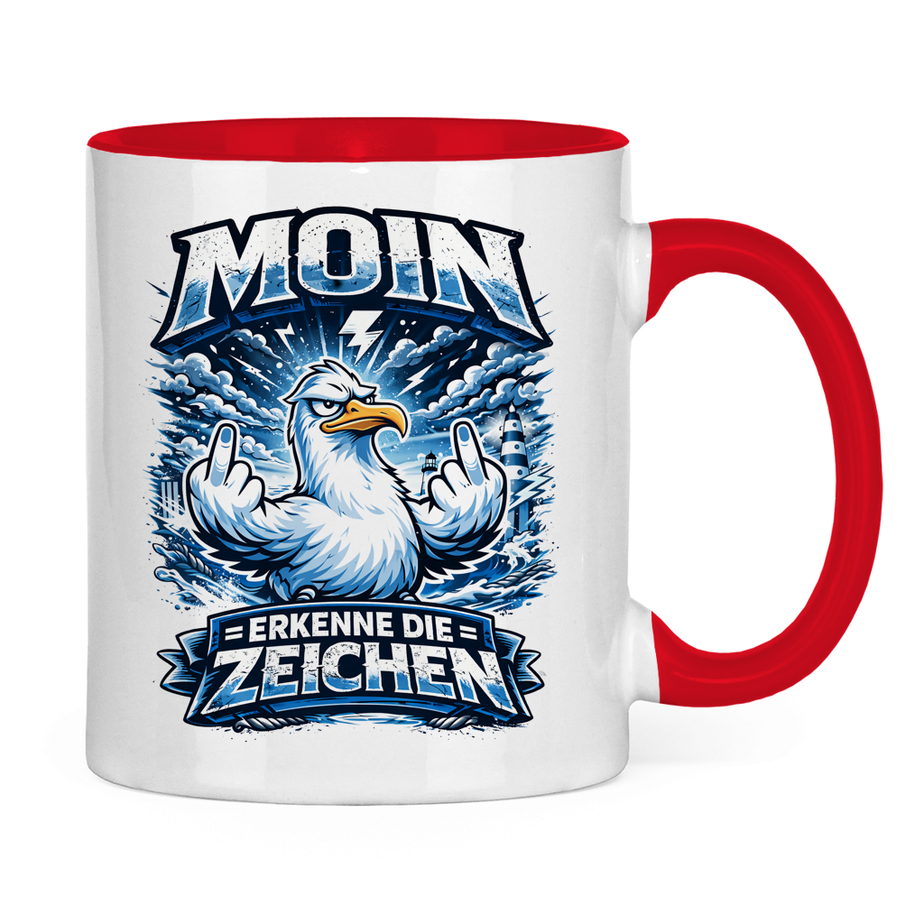 Keramik-Tasse zweifarbig MOIN Erkenne die Zeichen #556