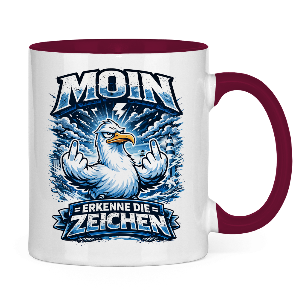 Keramik-Tasse zweifarbig MOIN Erkenne die Zeichen #556