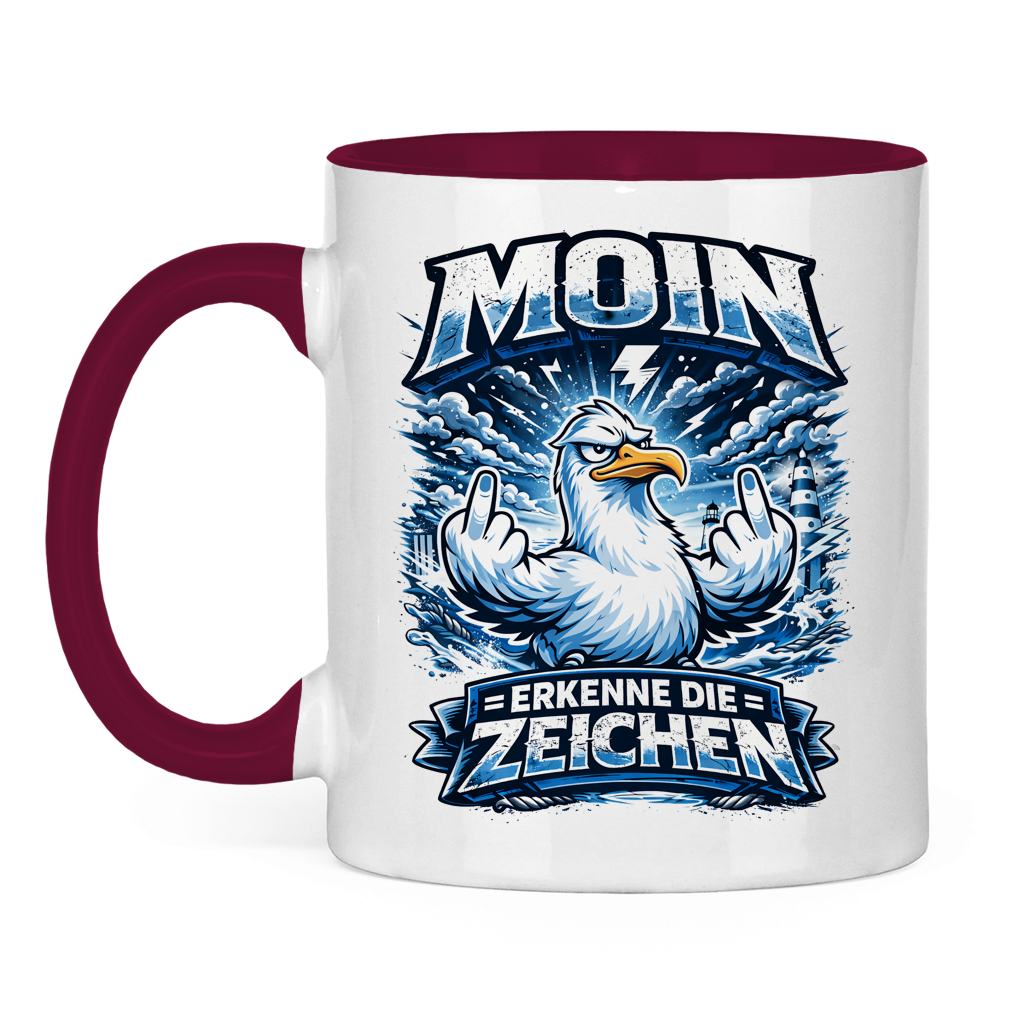Keramik-Tasse zweifarbig MOIN Erkenne die Zeichen #556
