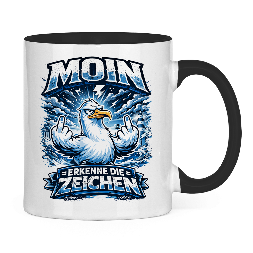 Keramik-Tasse zweifarbig MOIN Erkenne die Zeichen #556