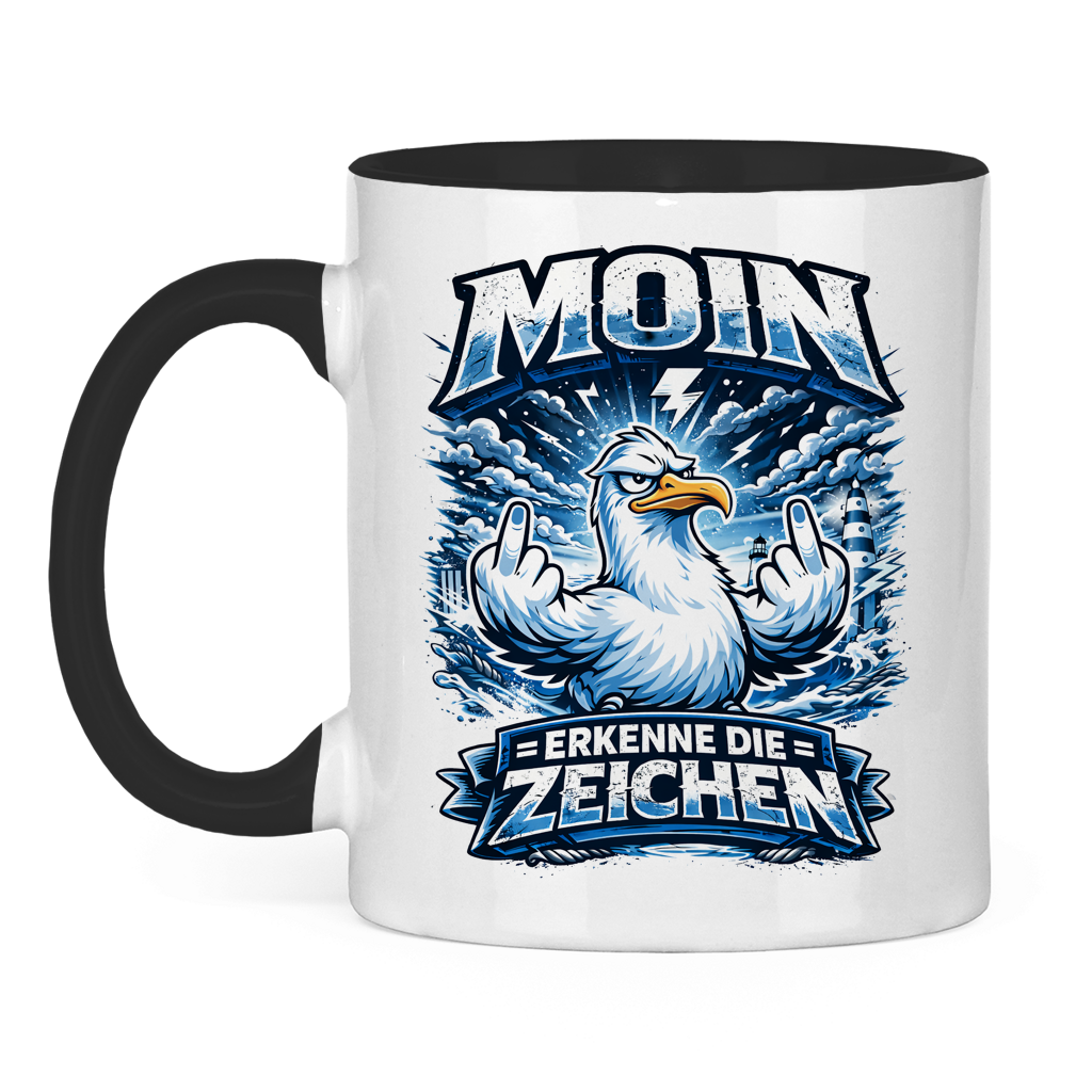 Keramik-Tasse zweifarbig MOIN Erkenne die Zeichen #556