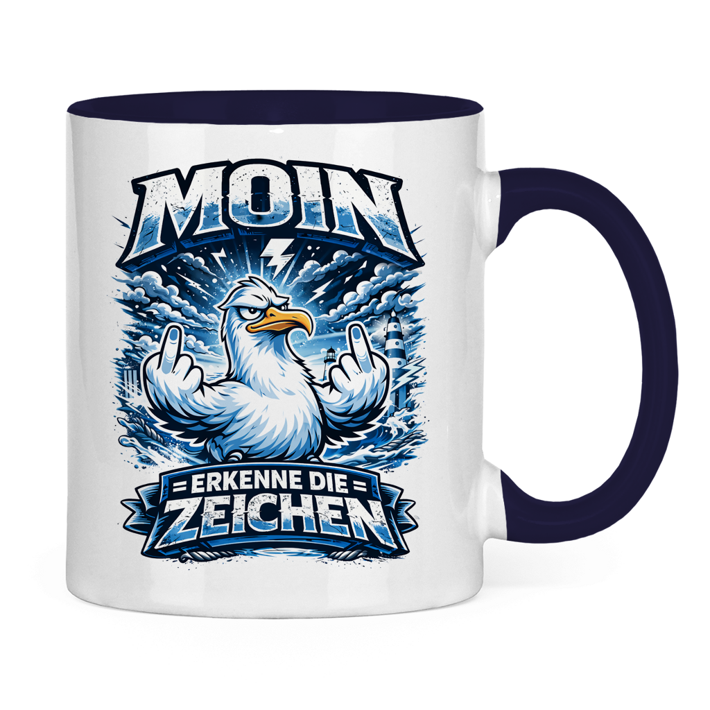 Keramik-Tasse zweifarbig MOIN Erkenne die Zeichen #556