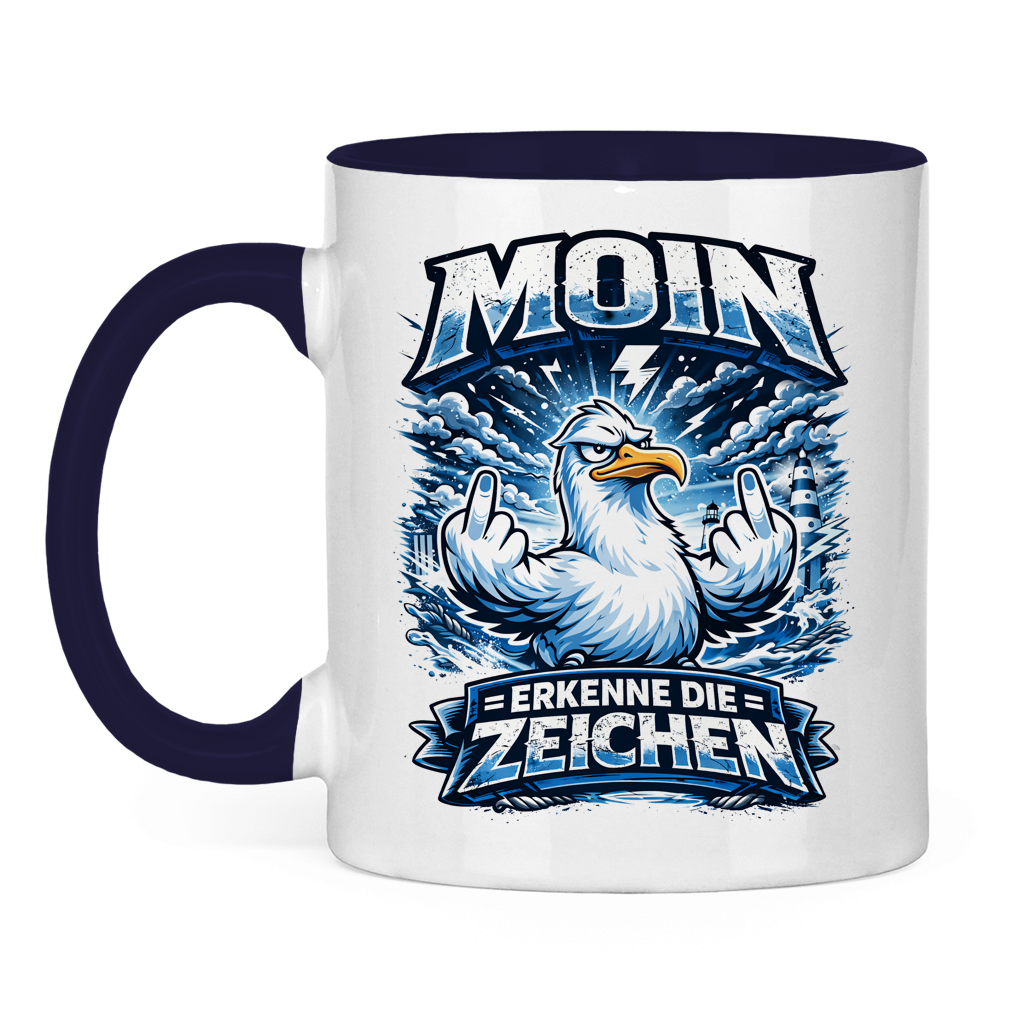 Keramik-Tasse zweifarbig MOIN Erkenne die Zeichen #556