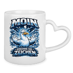 Keramik-Tasse mit Herzhenkel MOIN Erkenne die Zeichen #556