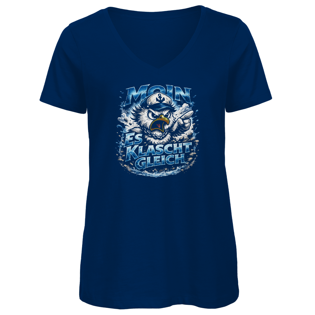 T-Shirt Damen V-Neck  Es klatscht gleich #564