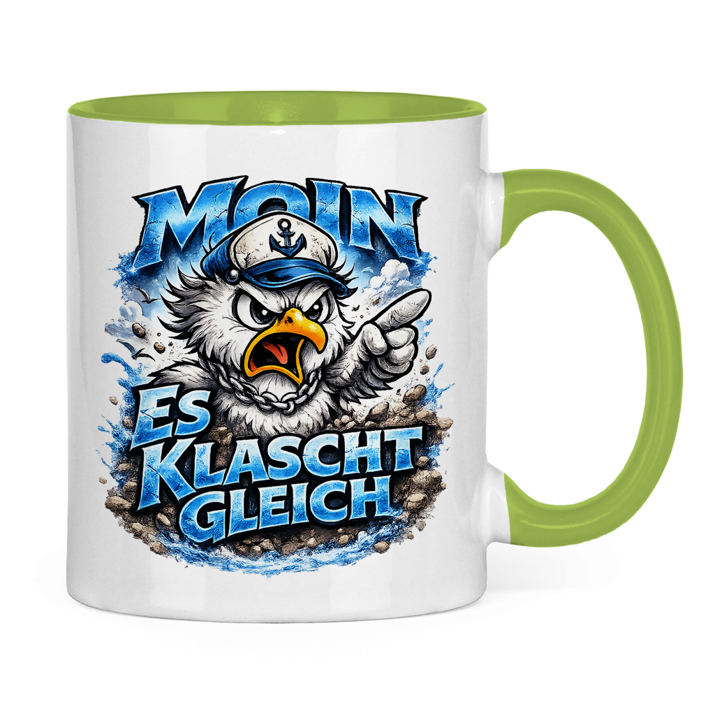 Keramik-Tasse zweifarbig  Es klatscht gleich #564