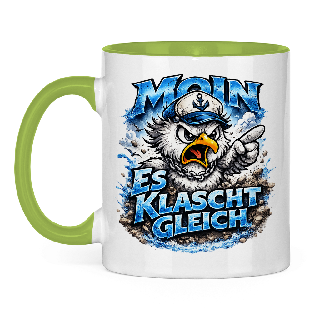 Keramik-Tasse zweifarbig  Es klatscht gleich #564