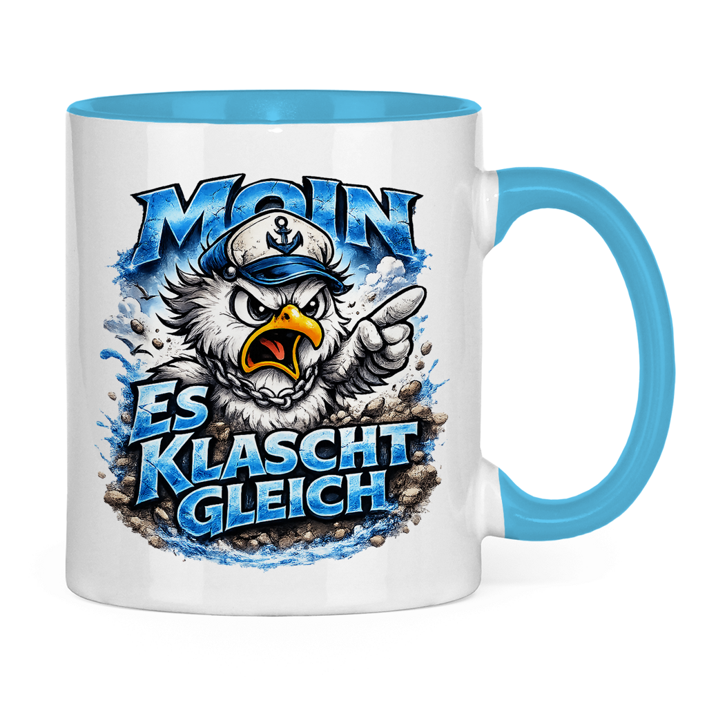 Keramik-Tasse zweifarbig  Es klatscht gleich #564