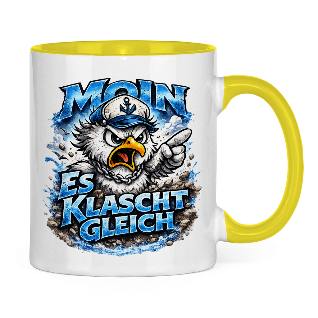 Keramik-Tasse zweifarbig  Es klatscht gleich #564