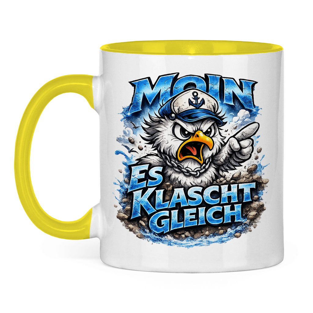 Keramik-Tasse zweifarbig  Es klatscht gleich #564