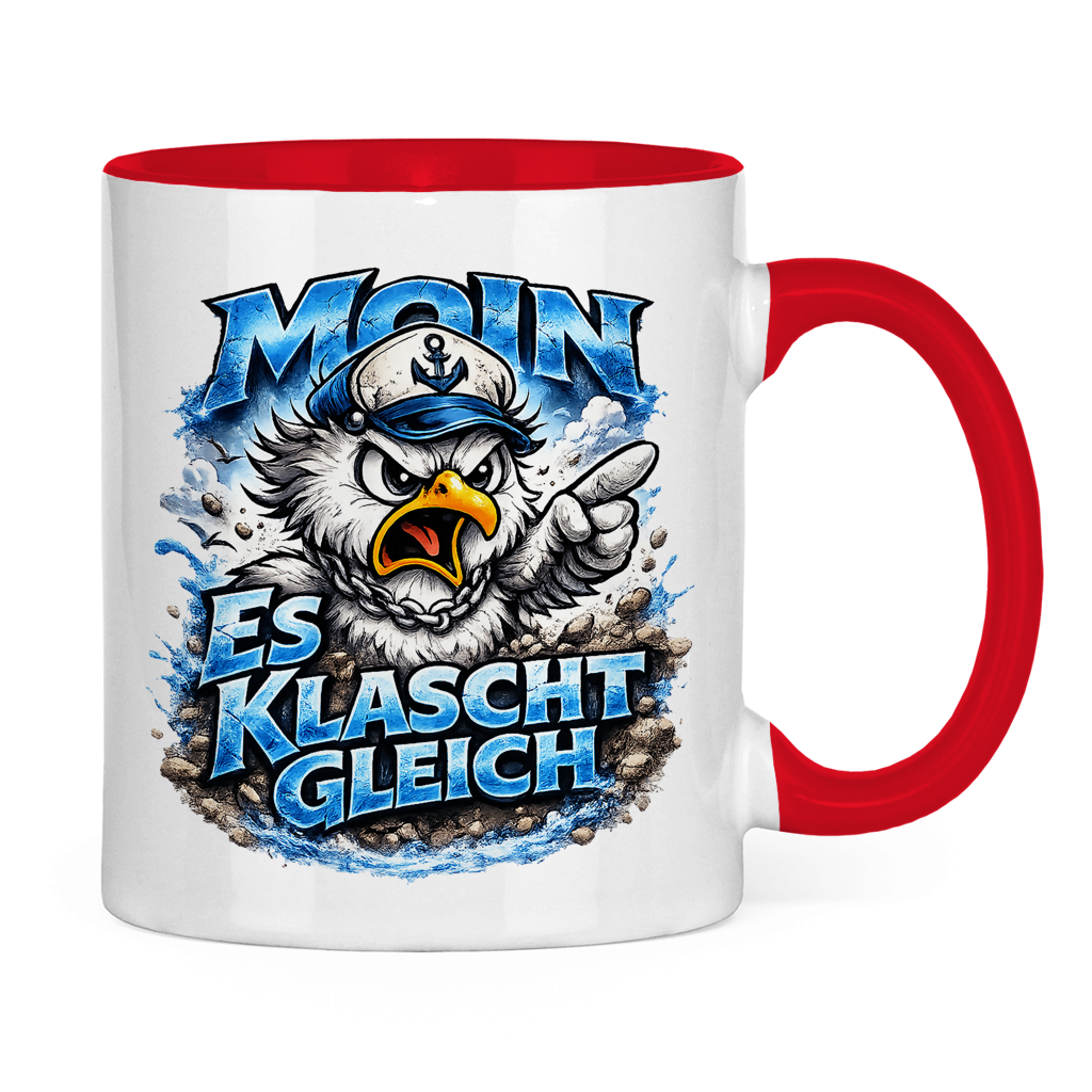 Keramik-Tasse zweifarbig  Es klatscht gleich #564