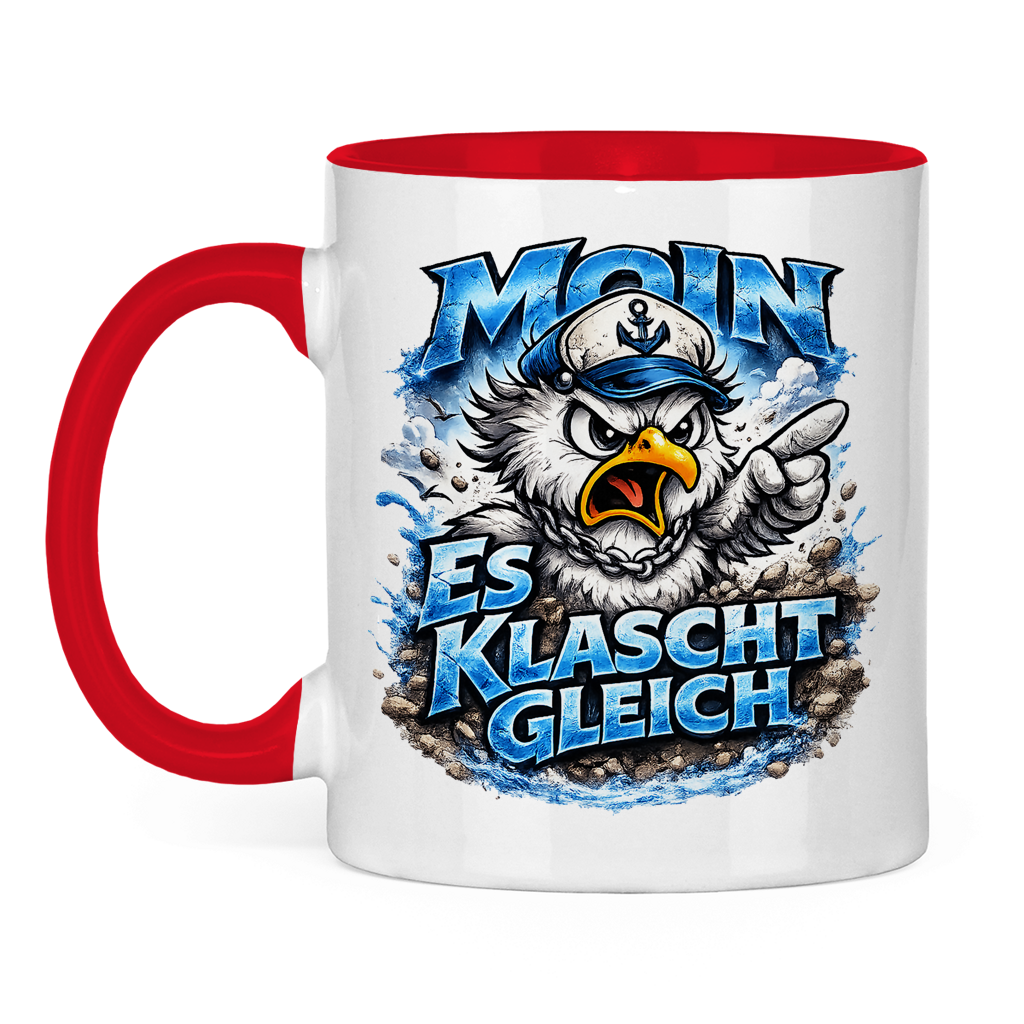 Keramik-Tasse zweifarbig  Es klatscht gleich #564