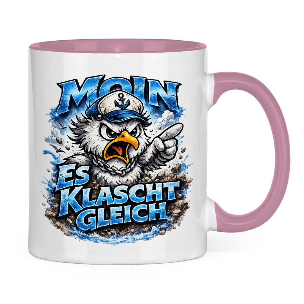 Keramik-Tasse zweifarbig  Es klatscht gleich #564