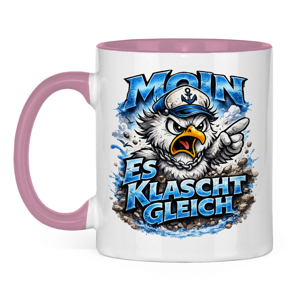 Keramik-Tasse zweifarbig  Es klatscht gleich #564