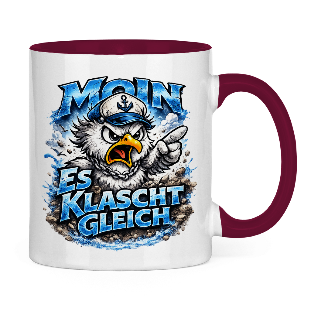 Keramik-Tasse zweifarbig  Es klatscht gleich #564