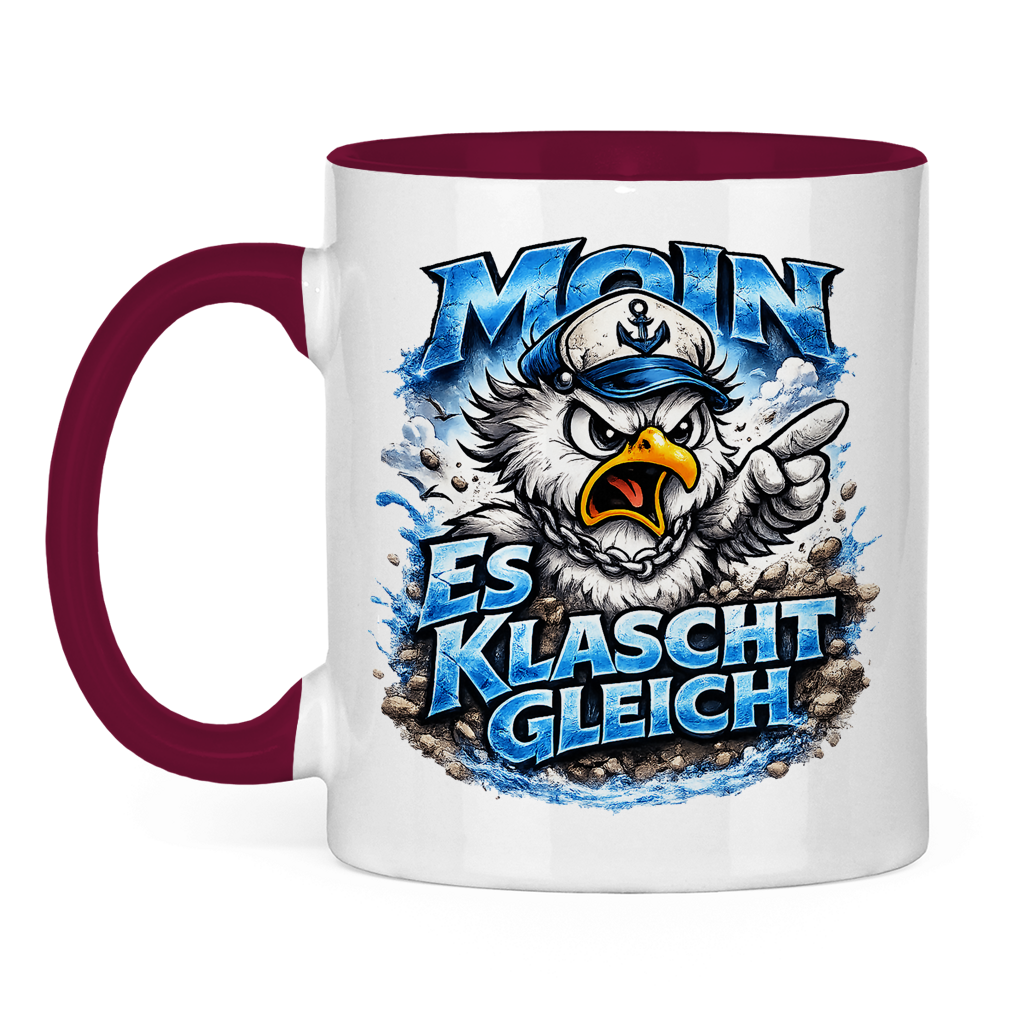 Keramik-Tasse zweifarbig  Es klatscht gleich #564