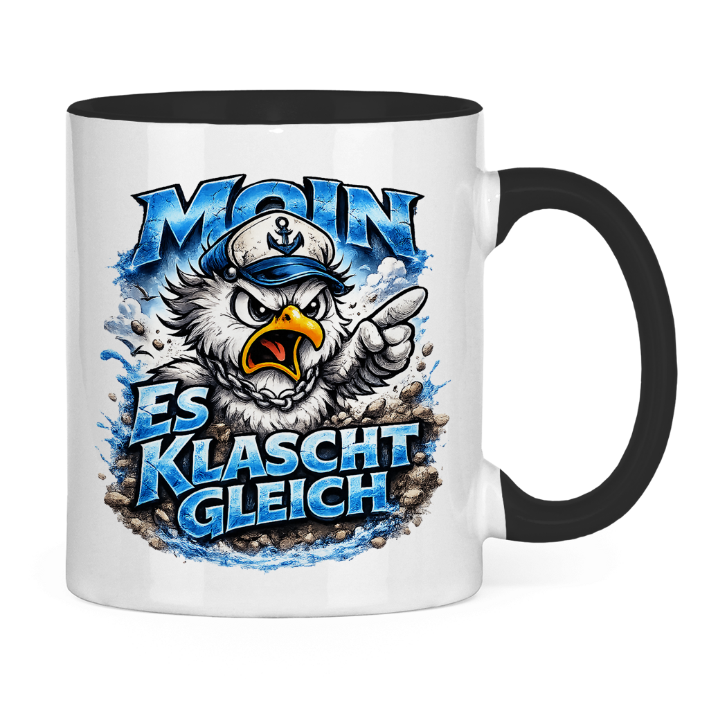 Keramik-Tasse zweifarbig  Es klatscht gleich #564