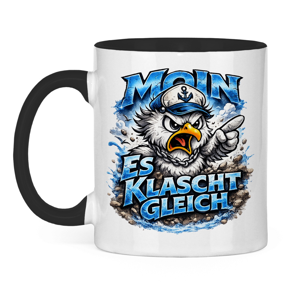 Keramik-Tasse zweifarbig  Es klatscht gleich #564