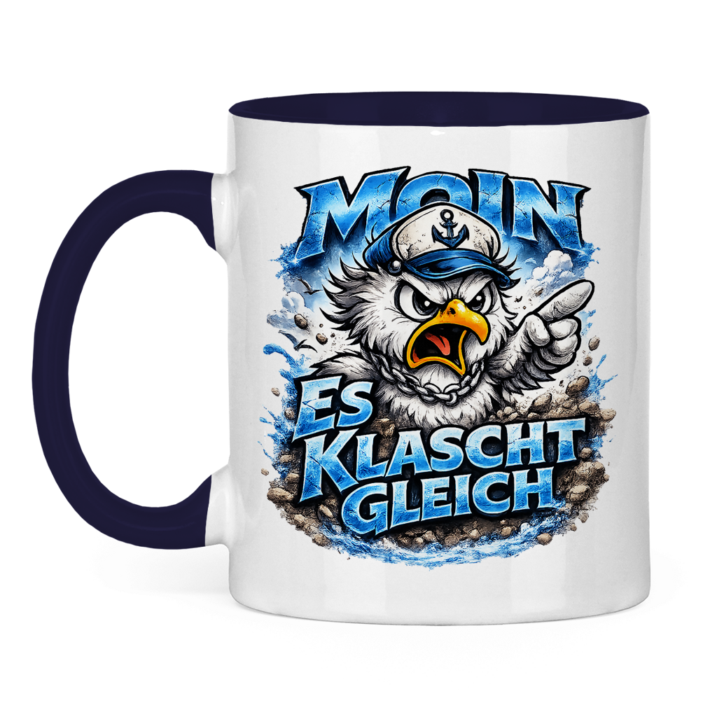 Keramik-Tasse zweifarbig  Es klatscht gleich #564