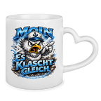 Keramik-Tasse mit Herzhenkel  Es klatscht gleich #564