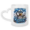 Keramik-Tasse mit Herzhenkel  Es klatscht gleich #564
